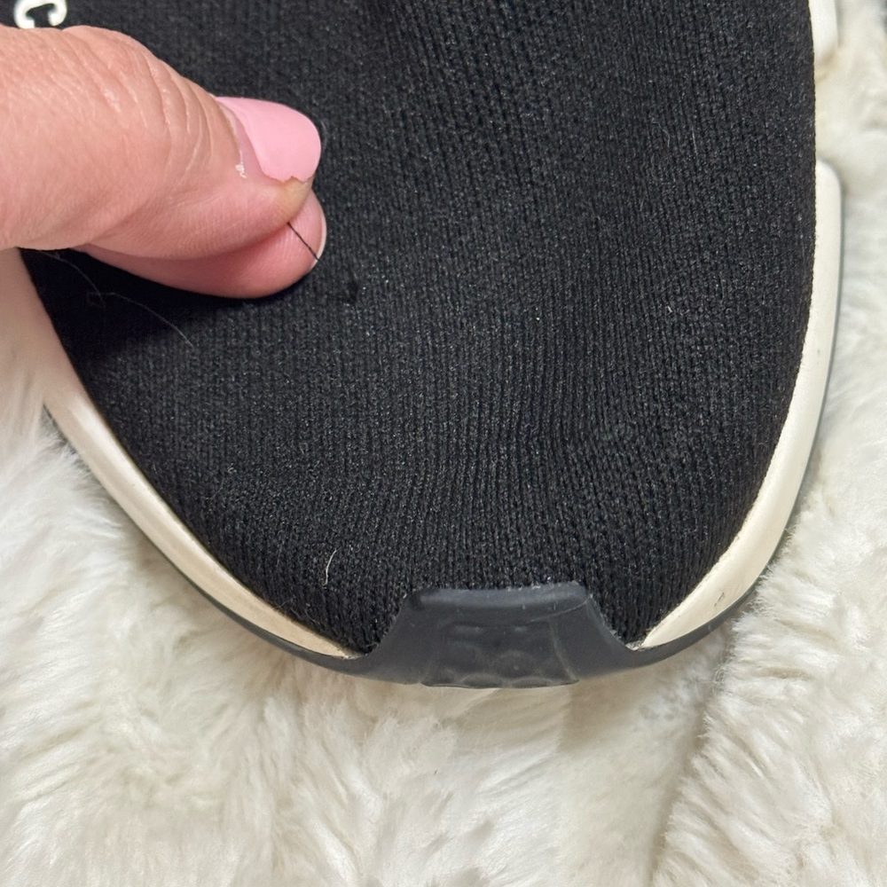 Balenciaga Black and White Knit Sneakers - Picture 2 of 12